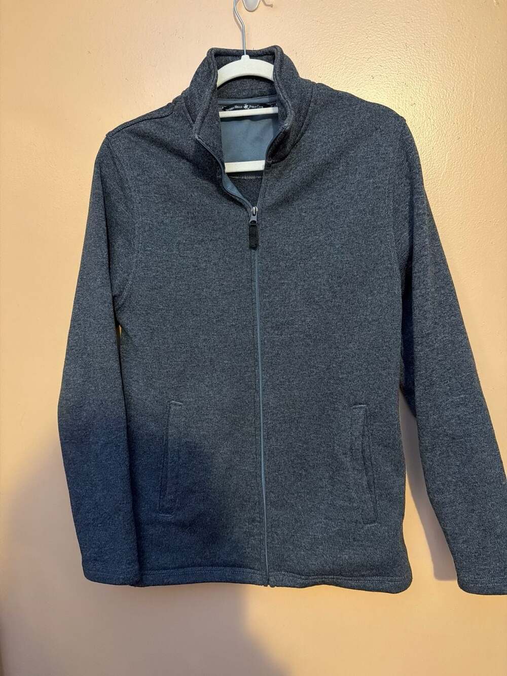 Beverly Hills Polo Club‎ Men's Charcoal Heather Sweater Fleece Full-Zip Jacket - Picture 3 of 6